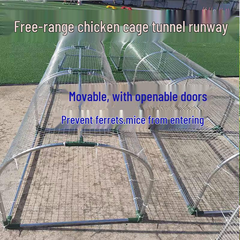 Iron Mesh Outdoor Chicken & Rabbit Tunnel Coop for Free-Range Farming