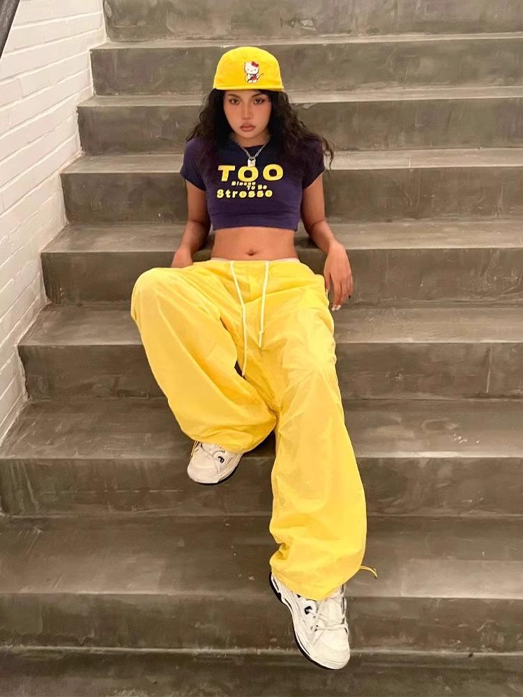 Damen Rosa Baumwolle Leinen Weitbeinige Sommerhose - Locker, Bodenlang, Niedrige Taille Cargohose