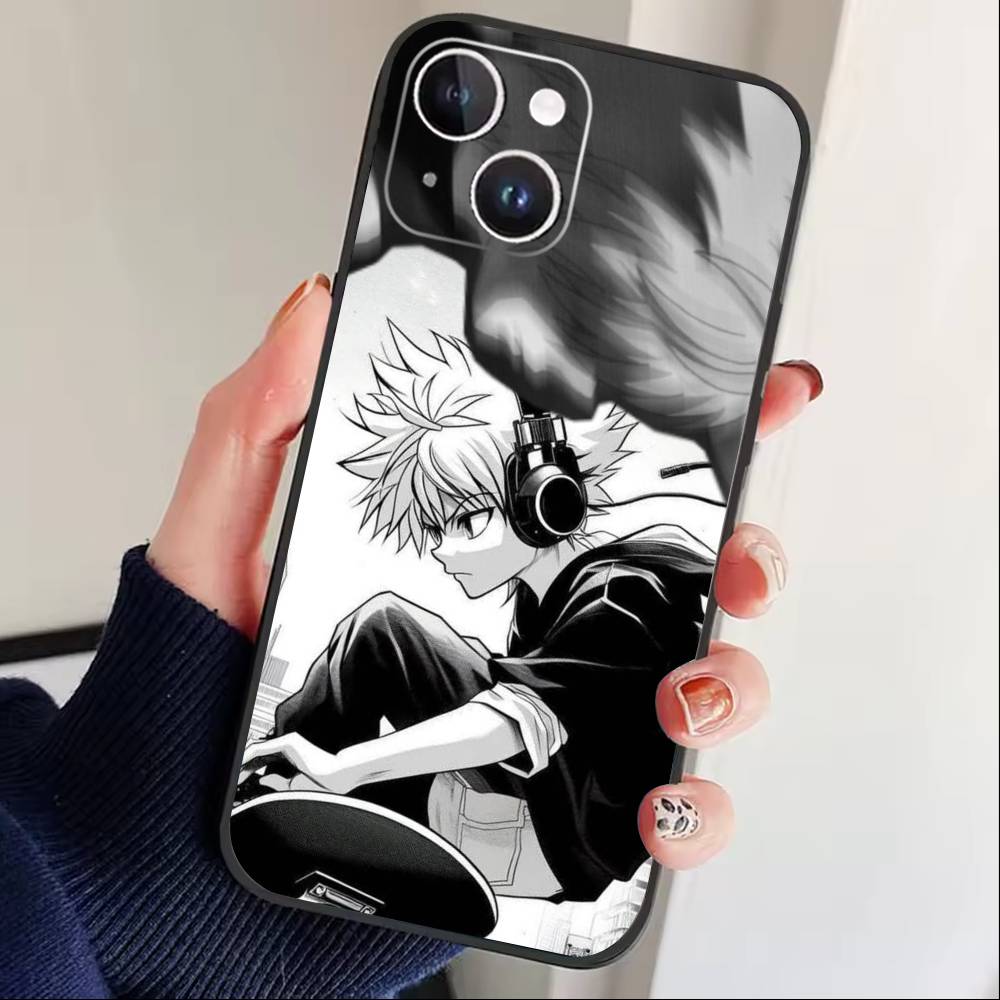 

G-Killua Zoldyck K-Hunter X Hunter Phone Case For iPhone 17 16 15 14 13 12 Max Plus Silicone Black Cover iPhoneXSMAX