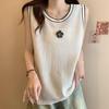 Canottiere Donna 2025 Estate Senza Maniche Girocollo Bianco Nero Lavorate a Maglia Floreali Canottiere Canotte Donna Top JJ240