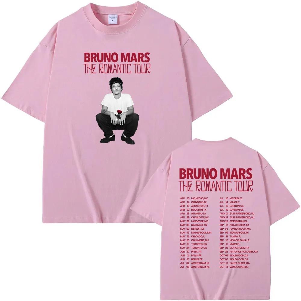 2026 The Romantic Tour TEE American Singer-songwriter Bruno Mars High Quality Fashion Tee-shirt Fashion 100%Cotton Camisetas