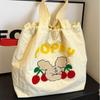New trend drawstring tote bag lazy wind large capacity women's shoulder bag cartoon literary work commuter tote bag