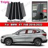 Glossy Black PC Material Car Door Center Column Window Middle B C Pillar Post Cover Trim Mirror Effect For BMW X1 F48 2016-