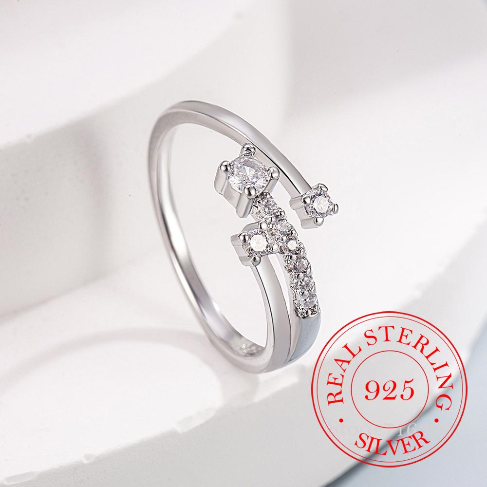

925 Sterling Silver Zircon Crystal Luxury Geomatric Finger Rings for Women Wedding Engagement Party Charm Jewelry One Size