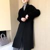 Women's Extra Long Wool Double-Faced Overcoat - Autumn/Winter Fashion with Suit Collar