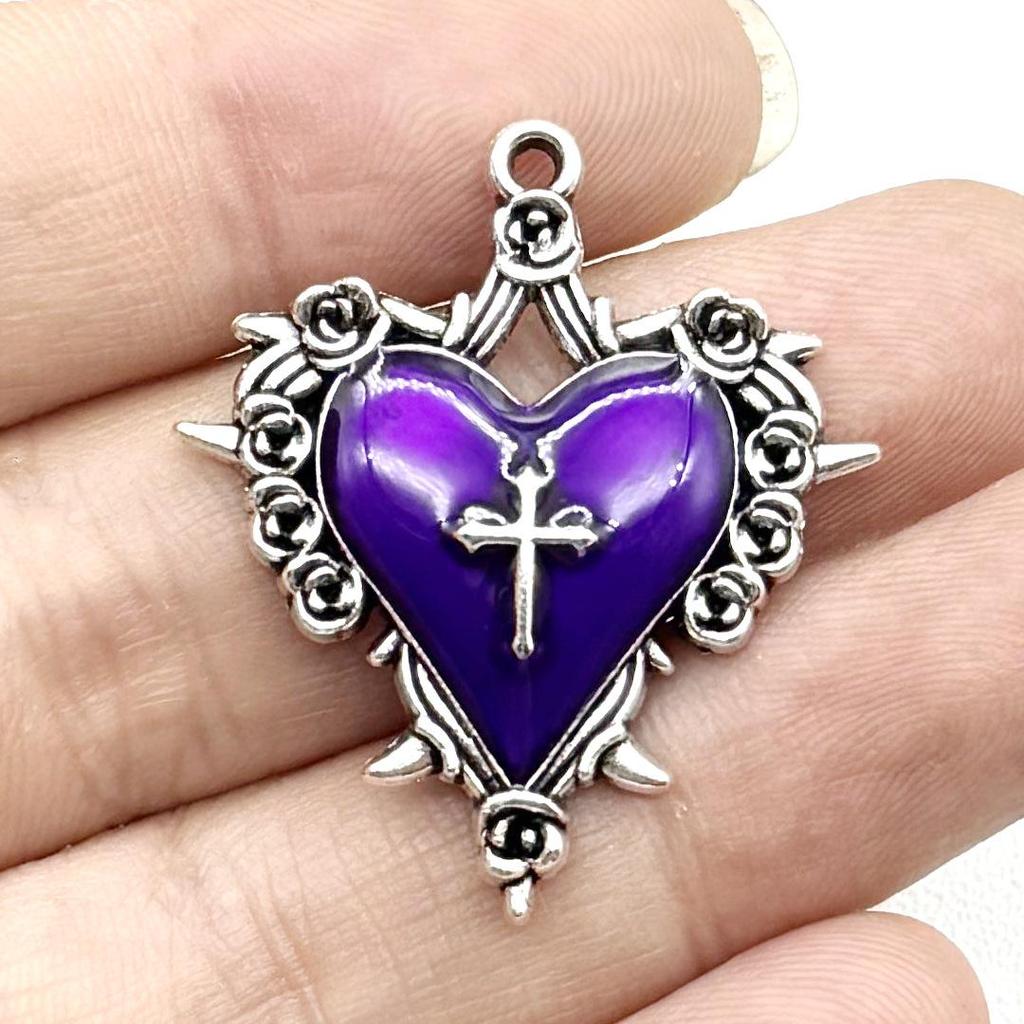 European & American Retro Dark Style Rose & Cross Pendant Accessories