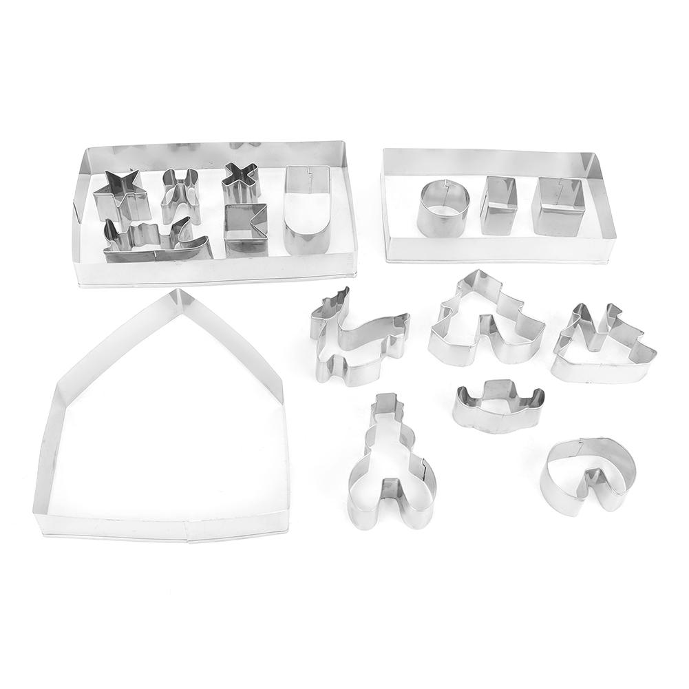 18 stk/sett Rustfritt stål Kakeform Kuttersett Jul DIY Husformer Bakeverktøy