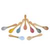 Spoons Baby Feeding Spoon Fork Wooden Handle Spoon Fork Set Soft Silicone Tip Spoon Fork BPA Free Food Grade Infant Toddlers
