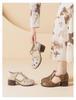 2026 Summer Women's Chunky Heel Leather Sandals - Soft Sole, Retro Hollow-Out Design