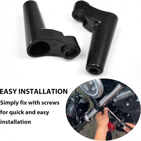 Front Turn Signal Mounts Relocation Kit for Sportsters (2PCS) | Black Turn Signal Indicator Relocation for Harley Dyna FXR Accessories, with Mount