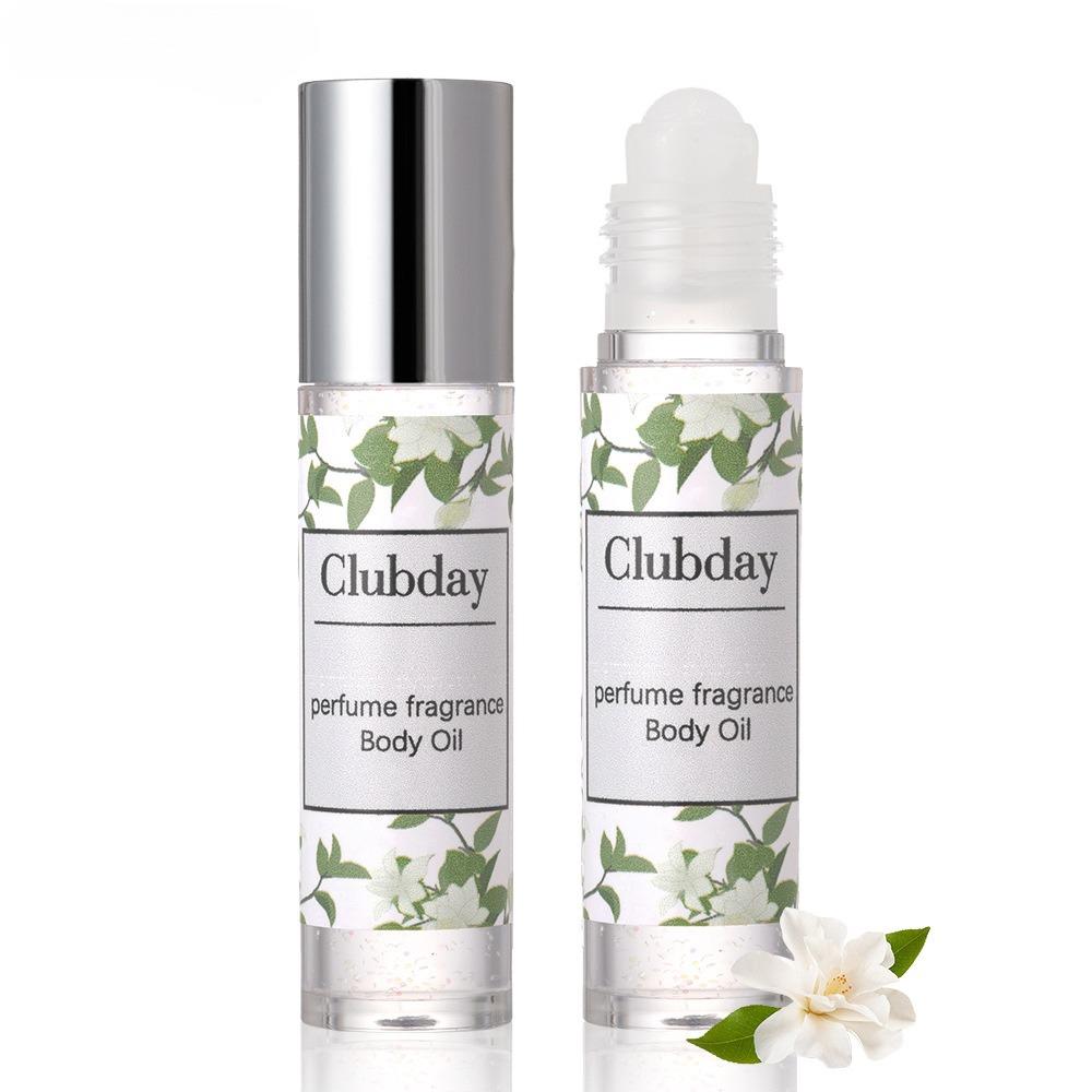 Long-lasting floral scent, moisturizing and fine shimmer. Brightening and highlighting body oil. Roll-on design for easy application