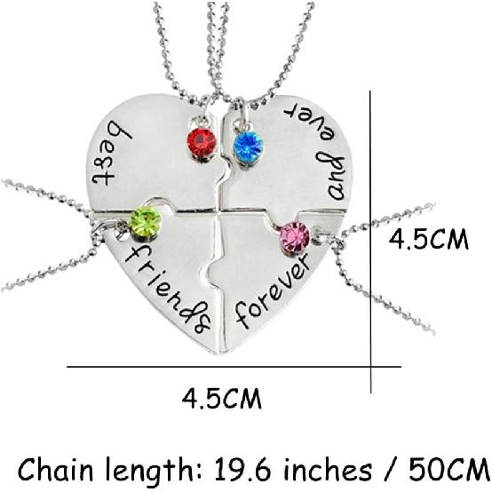 SIVITE Best Friends Forever and Ever Necklace with Crystal Broken Heart Charm Pendant Set Friendship Necklace