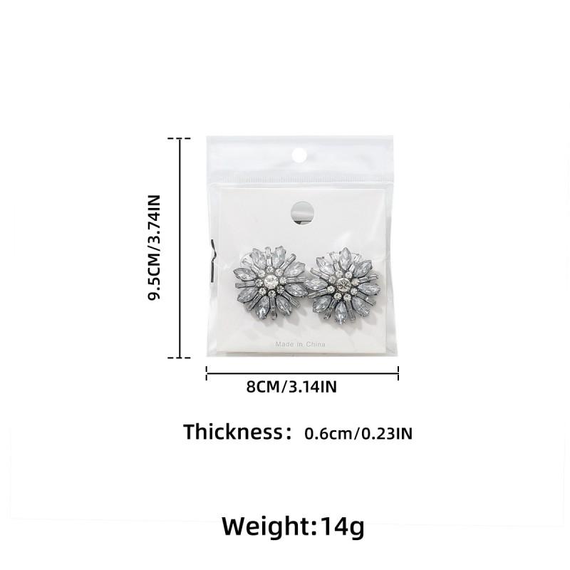 Elegant Floral Stud Earrings With Full Rhinestone Accents Zinc Alloy Lightweight Luxury Fashion Jewelry Women