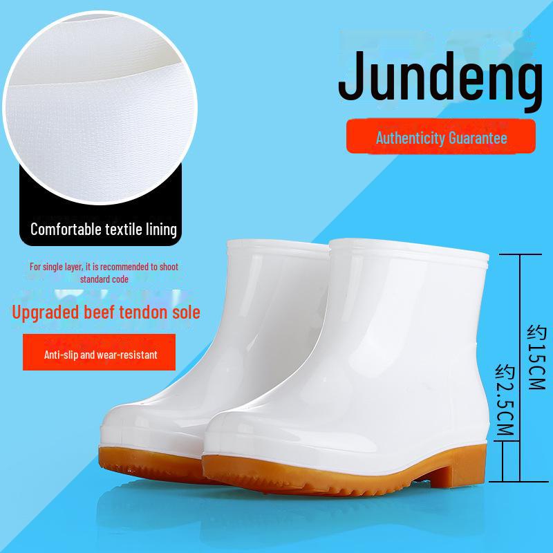 Tendon Sole Unisex White Waterproof Non-Slip Rubber Hygiene Boots for Medium and High Food Safety and Farm Work.