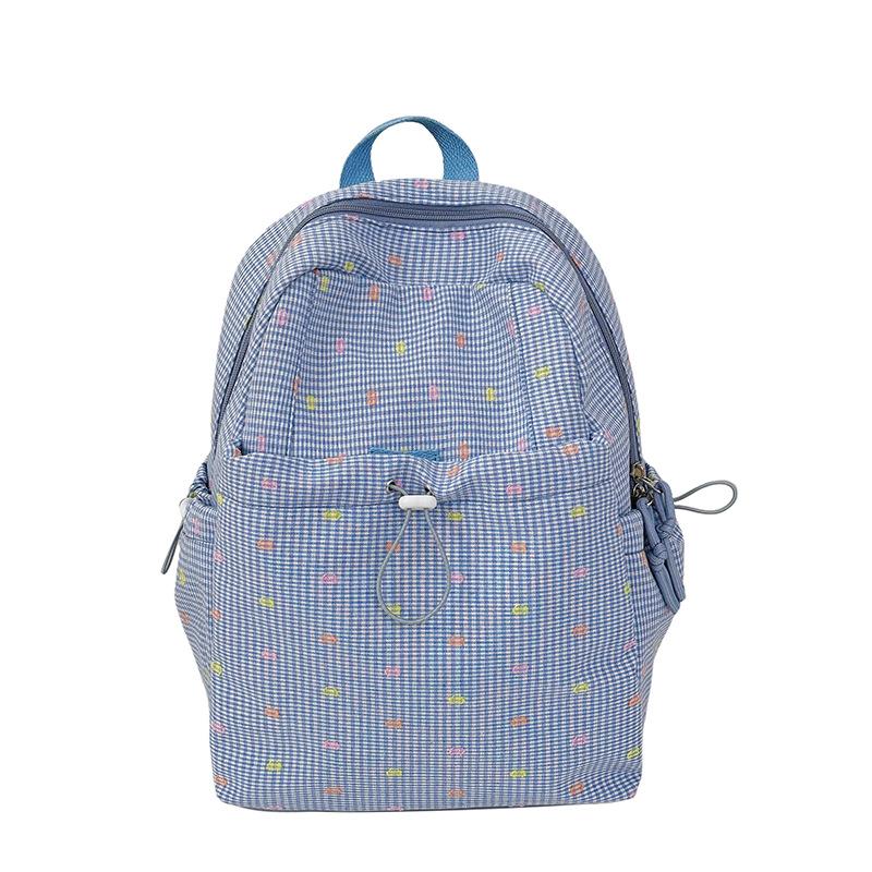 School bag Korean ins spotted plaid foreign style backpack high value student class light school bag fresh and sweet backpack