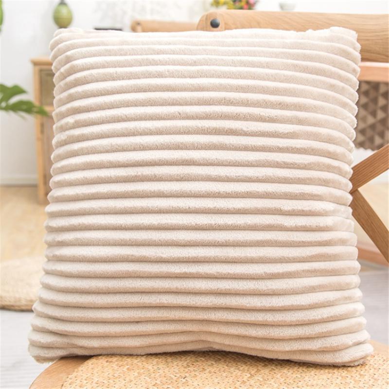 Buy Pillow Case Cushion Cover Striped Flannel Fabric Super Soft Sofa at affordable prices — free