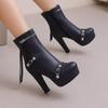 Dámské kotníkové boty na vysokém podpatku podzim a zima nové evropského stylu voděodolná platforma silný podpatek velká velikost římské boty