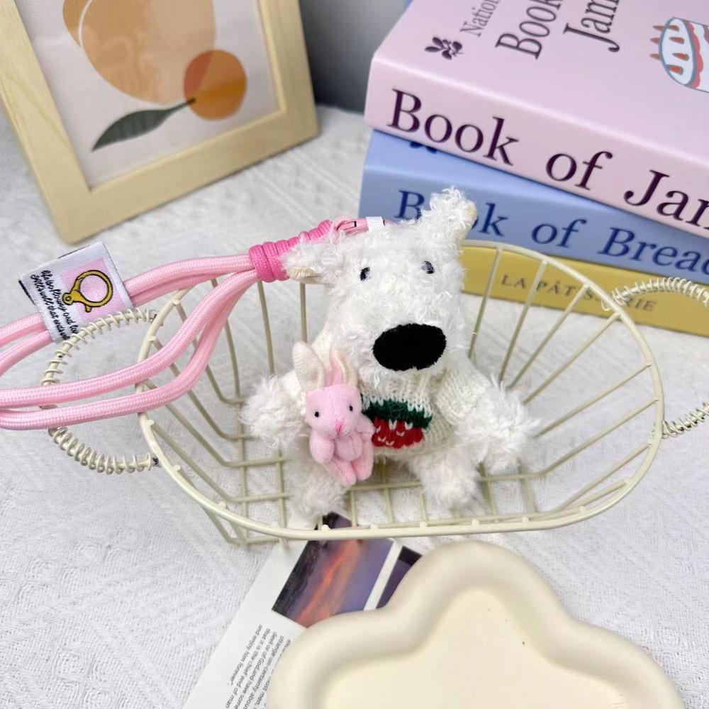 Chaveiros de boneca de cachorro pequeno de pelúcia, animal de desenho animado, filhote de cachorro peludo, presente de aniversário para crianças