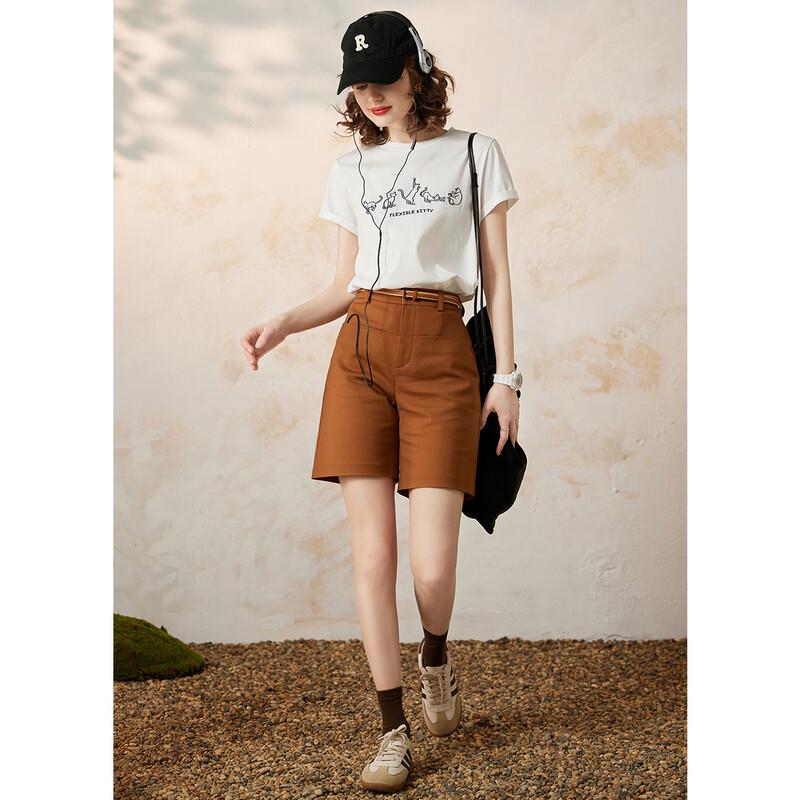 Women's Contrast Embroidered Short-Sleeve T-shirt