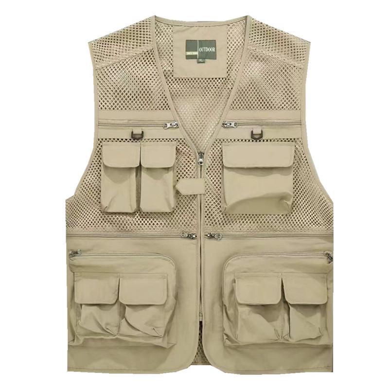

Men s Cross-Border Multi-Pocket Mesh Fishing Vest - Plus Size, Lightweight Summer Design 3XL