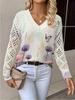 Neues bedrucktes V-Ausschnitt-Oberteil Damen beliebter Pullover Langarm Frühling und Herbst Pullover