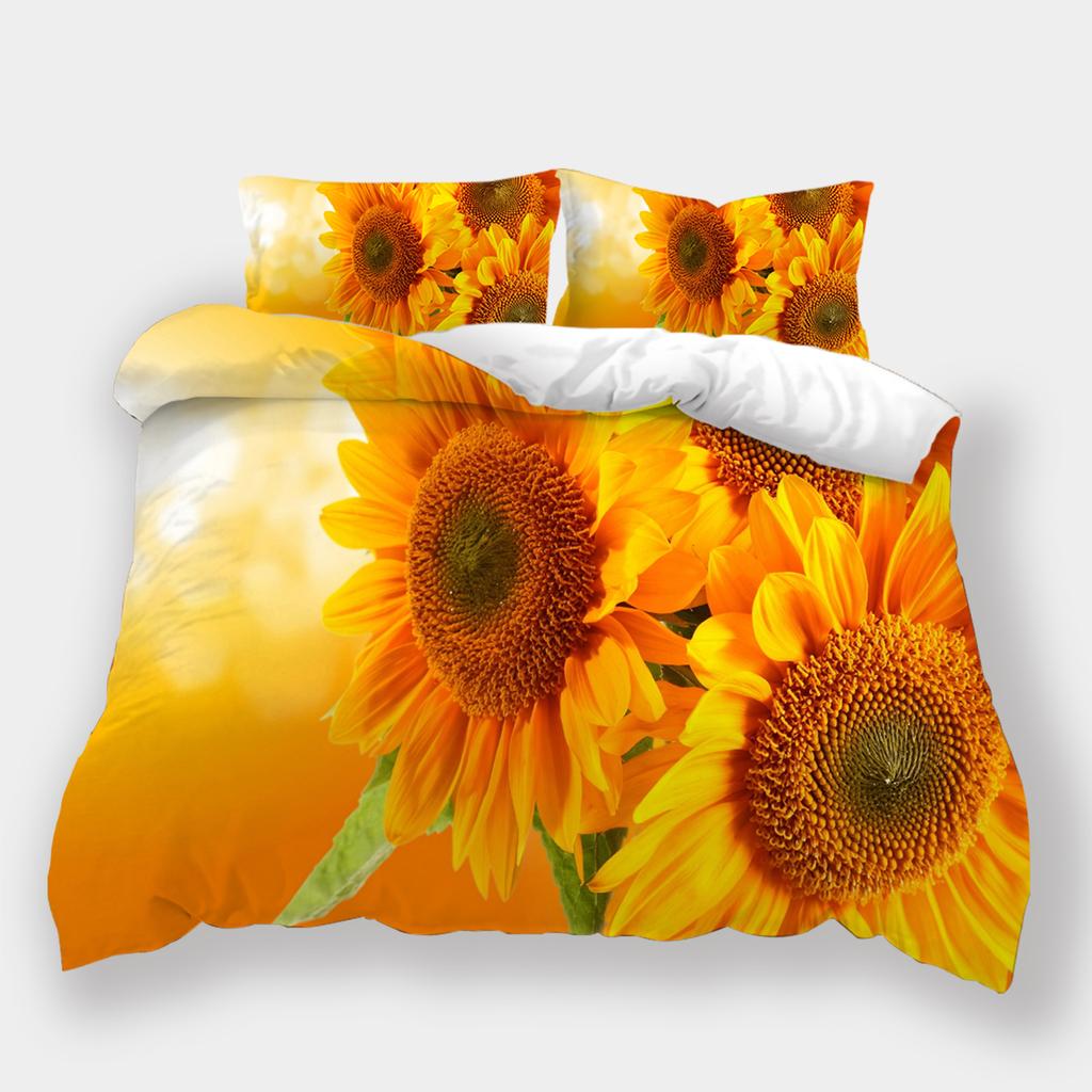3D Printed Flower Bedding, Women's and Girls' Down Duvet Covers and Pillowcases, 2/3pc King Queen Bed Full-size Duvet Cover Gift