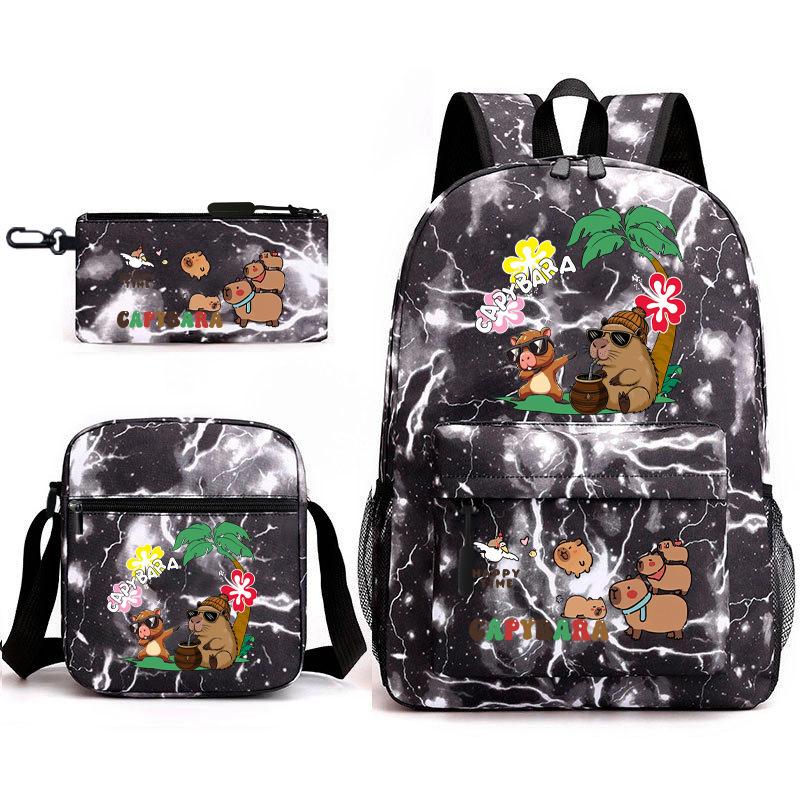 3-teiliges Schulrucksack-Set für Schüler Große Kapazität Oxford-Stoff Schultasche mit Schultergurt und Federmäppchen