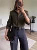 Camicia invernale a quadri da donna con revers e spalline, stile europeo e americano