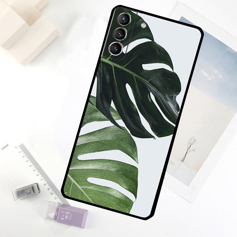 Leaves Monstera Green Phone Case For Samsung Galaxy S20 FE S21 S22 S23 S24 S25 S26 Ultra S10 S25 Plus S25 FE Cover