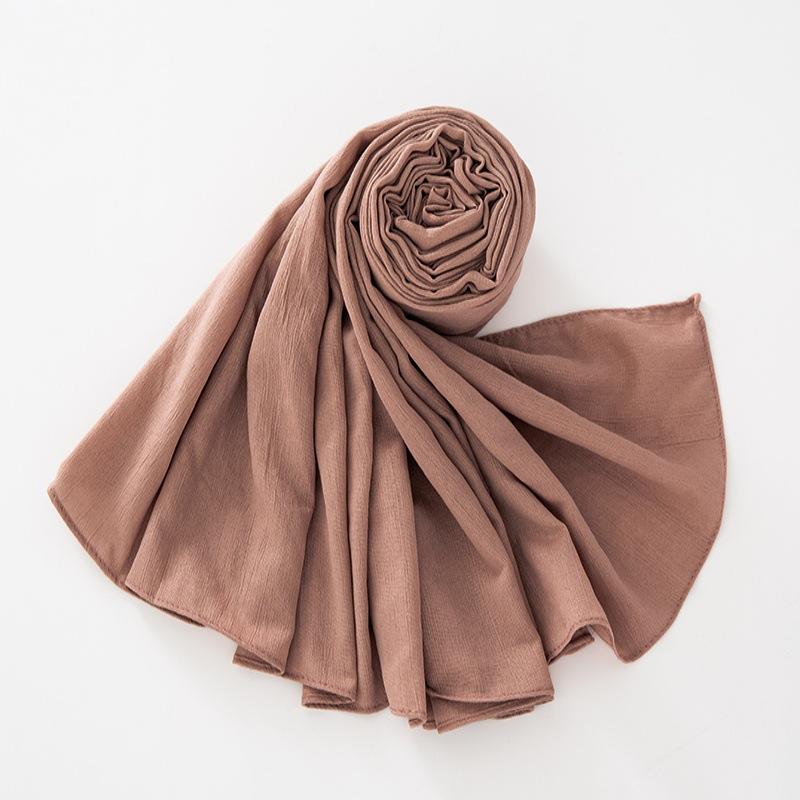 New Breathable Crumpled Scarf For Women Girls Solid Scarves Soft Cotton Wrinkle Pashmina Shawl Foulard Winter Warm Wrap Shawls