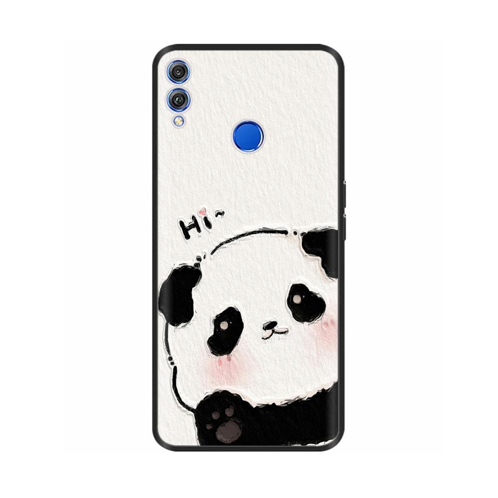 For Honor 8X Case Soft Liquid Silicone Full Coverage Phone Case For Huawei Honor 8X Cases Honor8X Cute Panda Back Cover Fundas