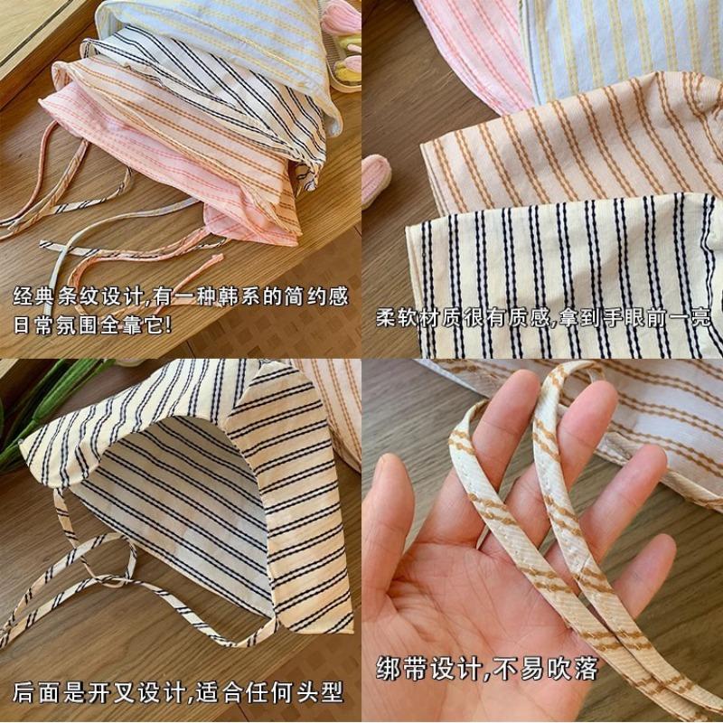 Striped big brim wrap-around bucket hat women's hat summer purple line fashion sunshade versatile sunscreen hat