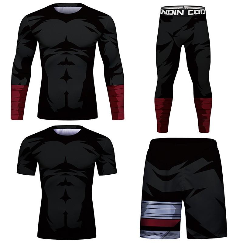 Mens 4-Piece Sportswear Set: Quick-Dry Running Gym Workout Outfit Outdoor Jogging Fitness Training