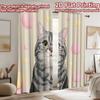 2D flat printing 2pcs Window Drapes Cute Cat Face Yarn Balls Digital Printed Polyester Drapes Holiday Decorations Perfect for