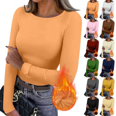 Women's  Slim Bottom T-shirt Fashion Casual Solid Color V-Neck Pullover Long Sleeve Top
