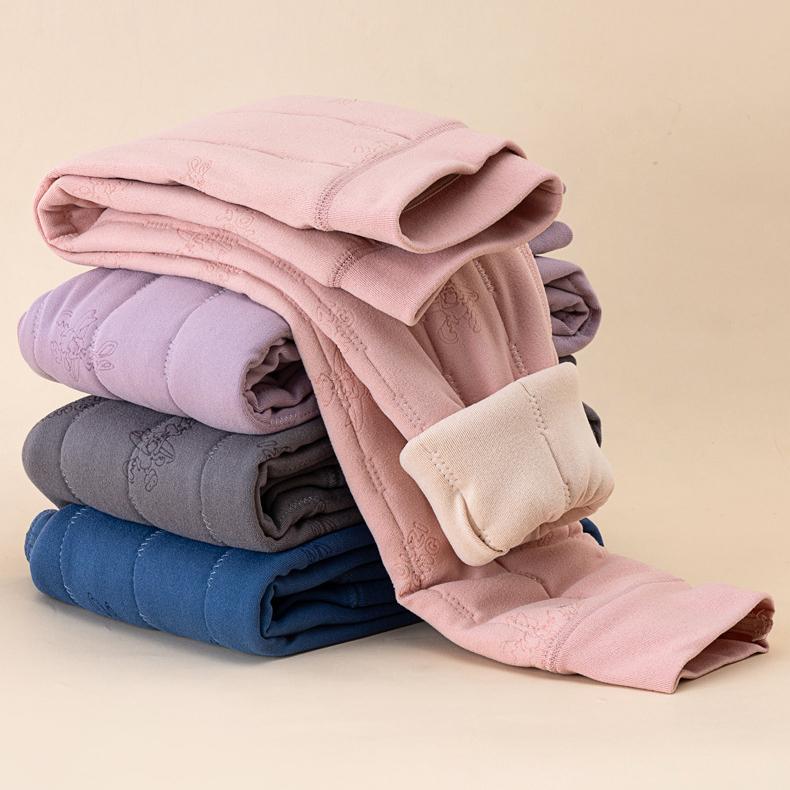 Teplé Zesílené Chlapecké a Dívčí Silné Bavlněné Kalhoty Zimní Plus Sametové Dětské Kalhoty s Vysokým Pasem Legíny Bavlněné Polstrované Kalhoty