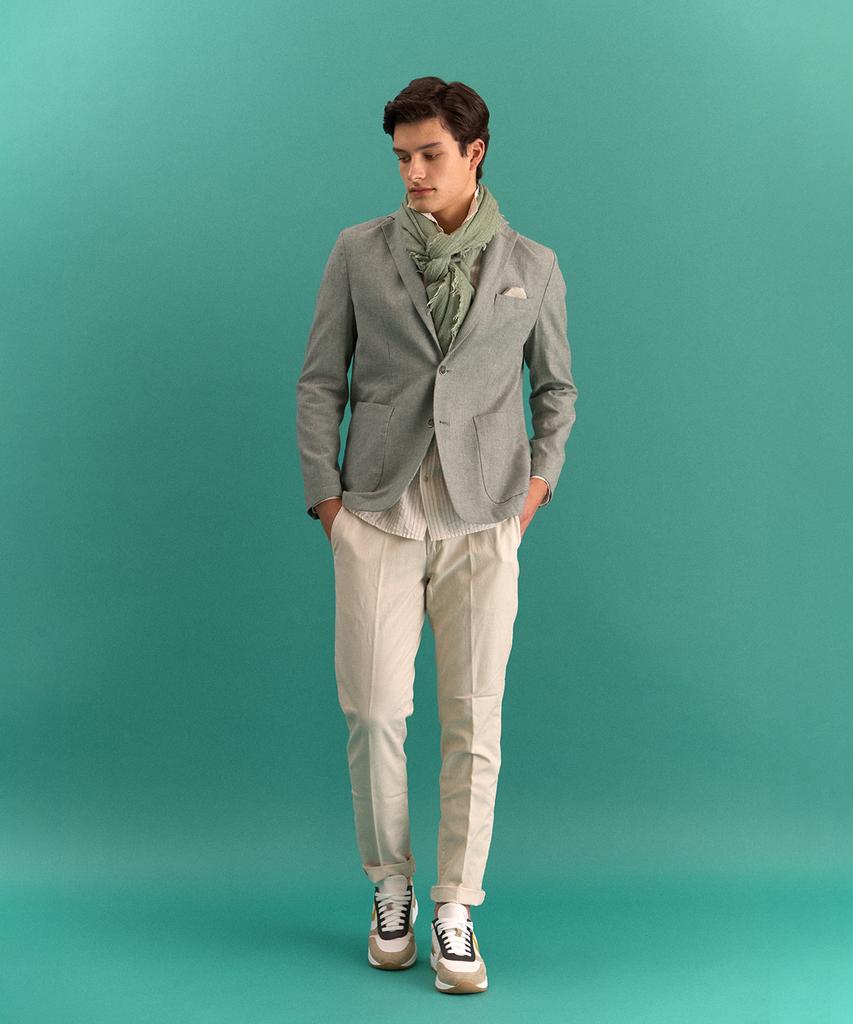 PANICALE Beige Cotton Linen Elastic Pants