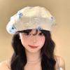 Three-dimensional Butterfly Beret Mesh Women's Beret Fashionable Knitted Hat  Summer