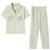 Women'S Pajamas, Summer Cardigan, Cotton Japanese Simple Short-Sleeved Trousers, Soft And Skin-Friendly Student Loungewear Two-Piece Set