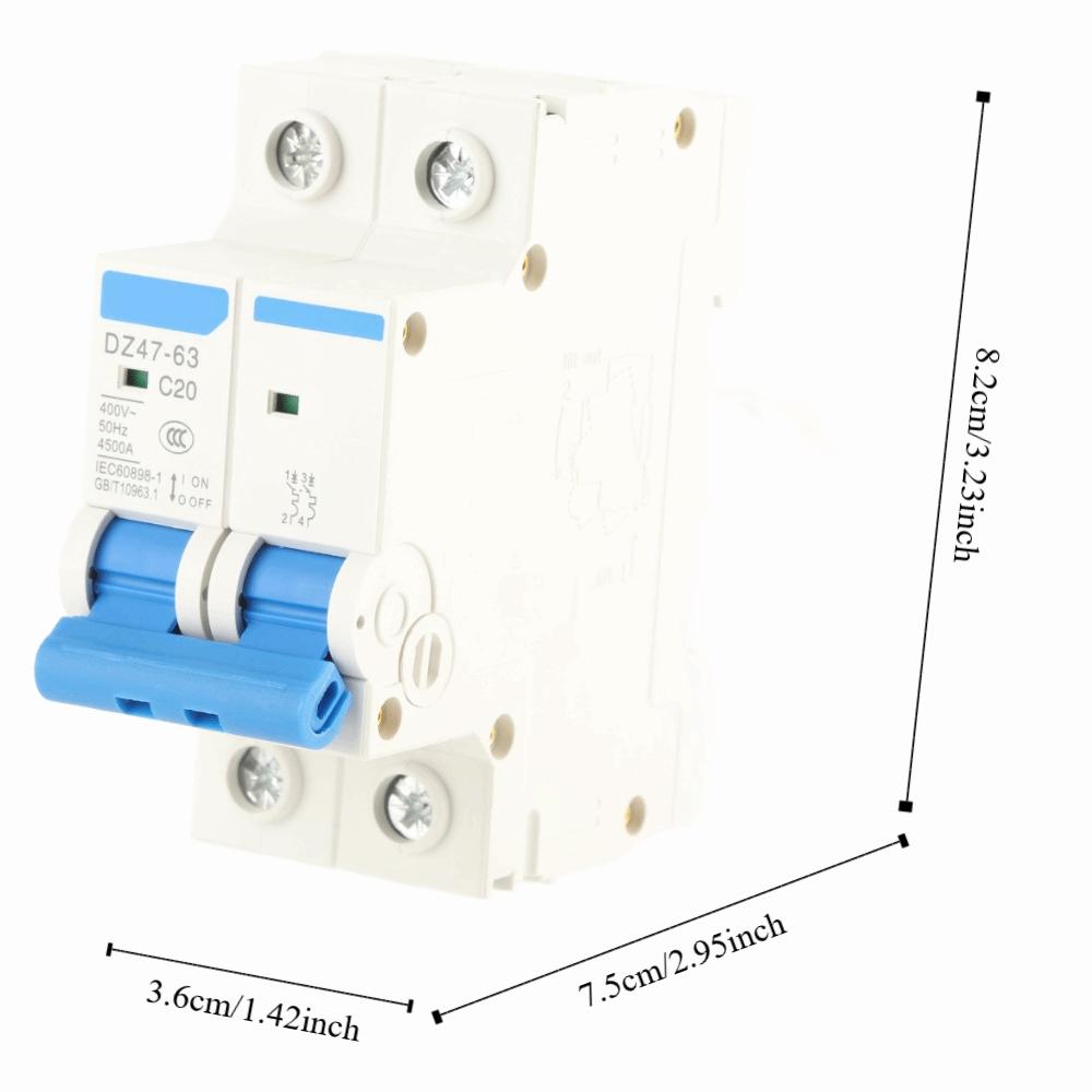 MCB DZ47‑63 Circuit Breaker 2P 20A 400V 2 P Mini Circuit Breaker 2 P Circuit Breaker Circuit Safety