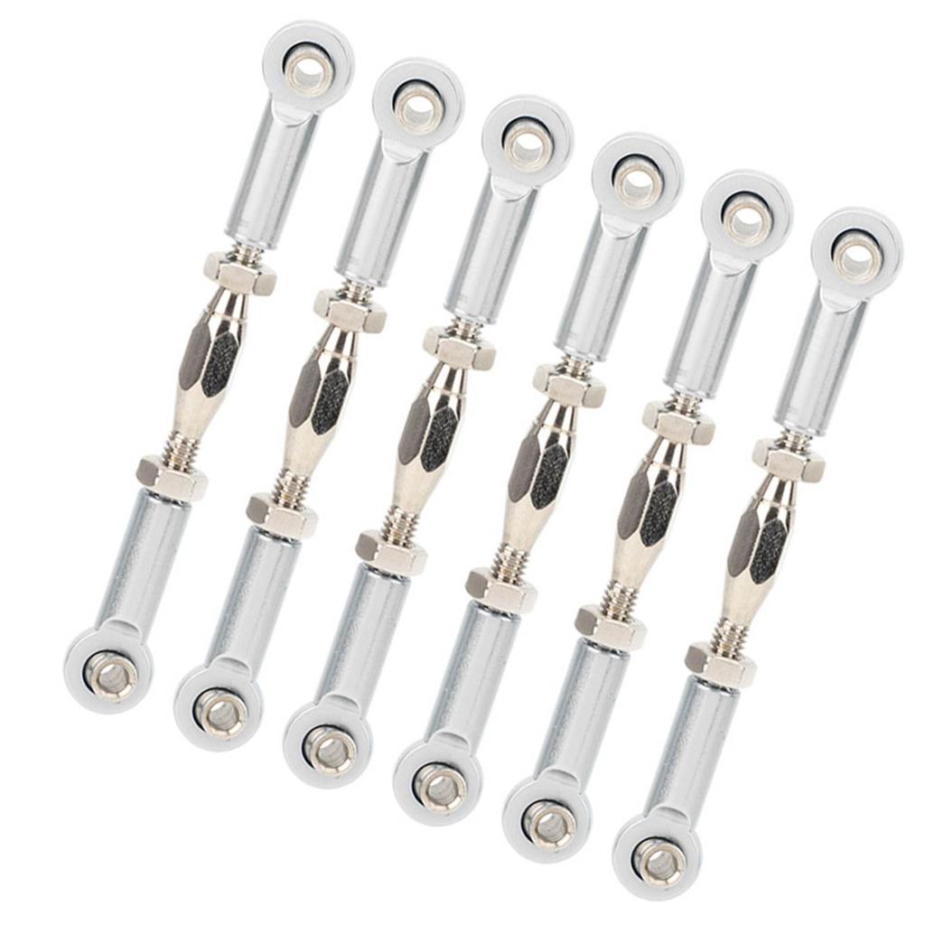 6Pcs Aluminum Alloy Adjustable Push RodsTurnbuckle Rod Linkage Accessories for RC Car Modelssilver