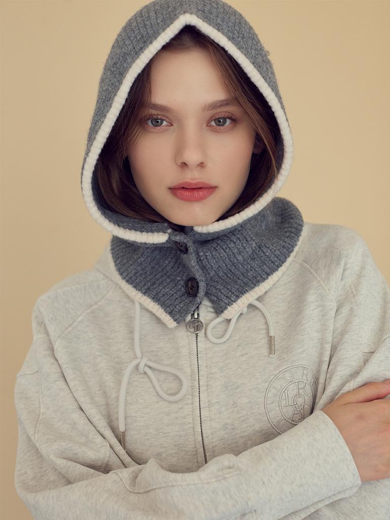LORDLOAR Knit Button Balaclava Charcoal