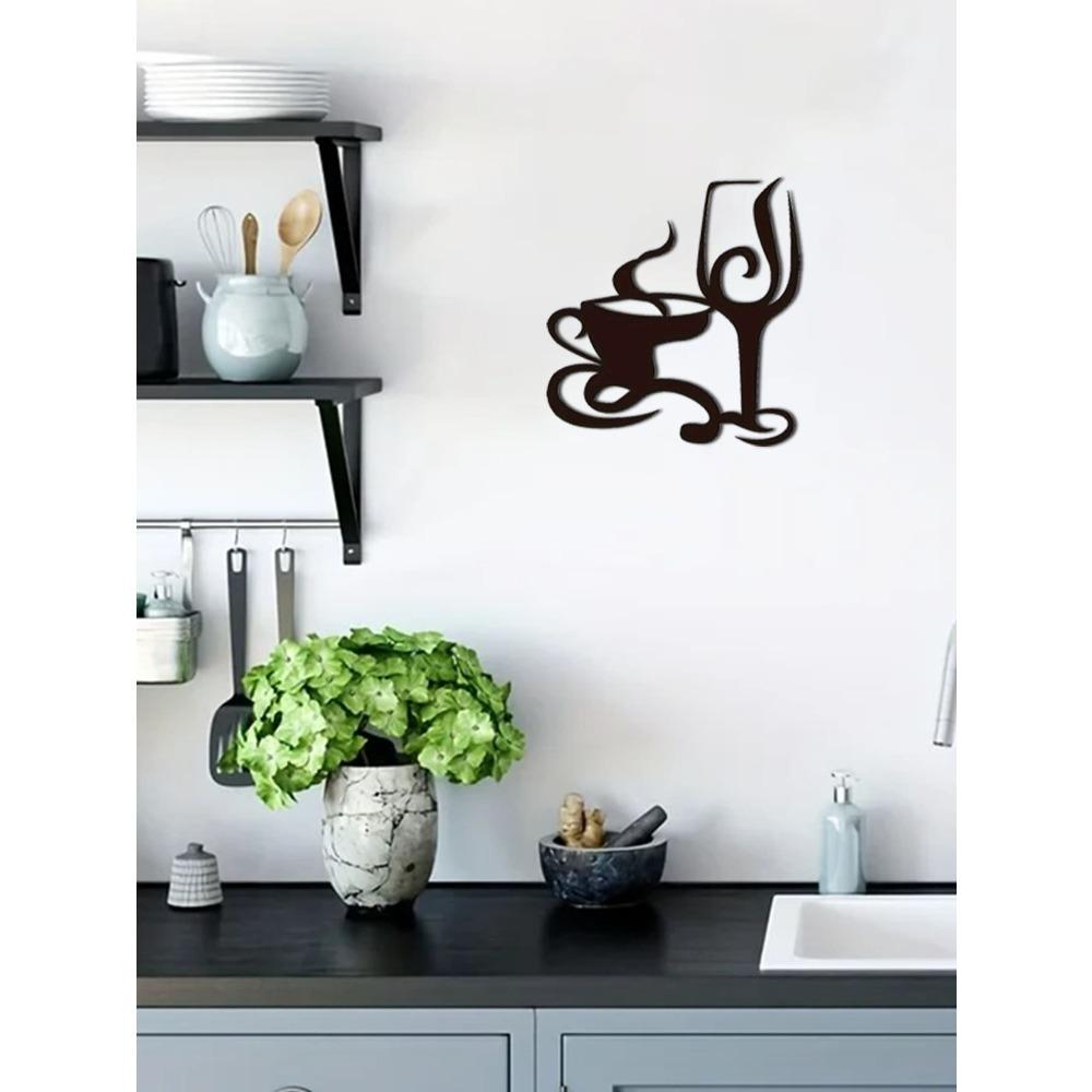 Metal Wall Art Wine Glass Decor for Coffee Bar Tea Room Hanging Ornament