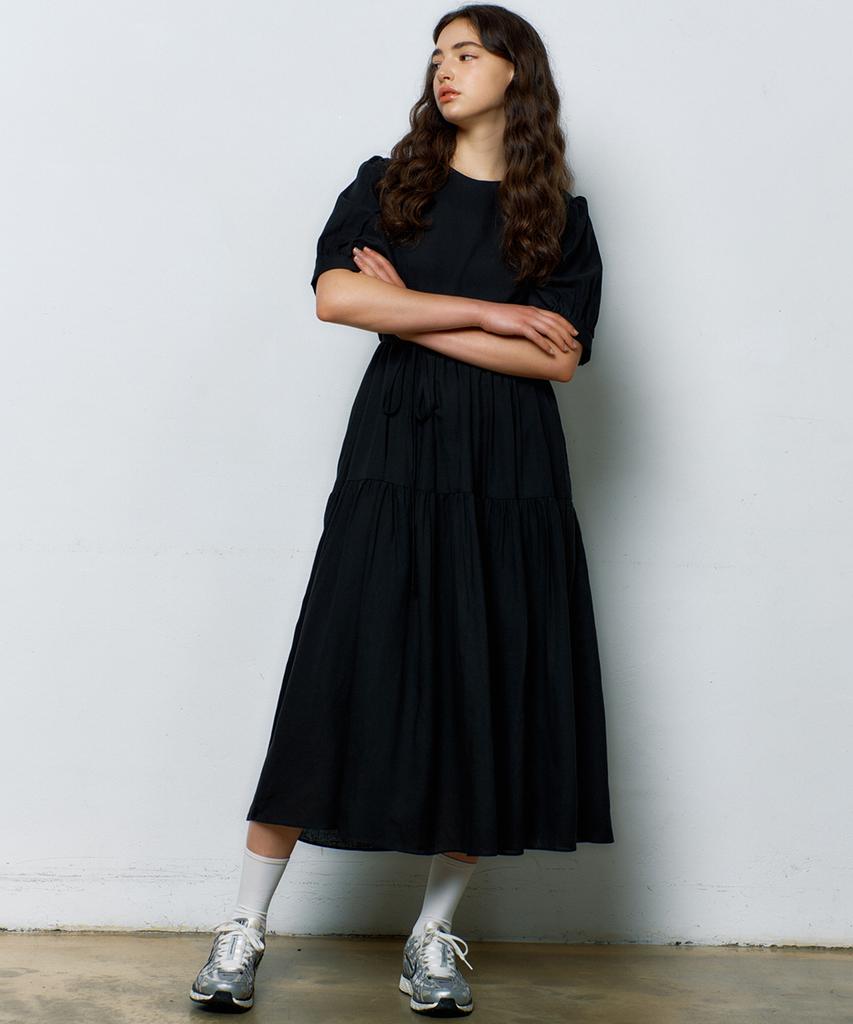 Manavis Seven Noah Linen Garden Dress [Black]