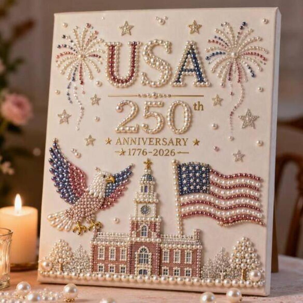 Handmade DIY Pearl Painting Set Independence Day 250th Anniversary Decorative Painting Dot Diamond Painting 1