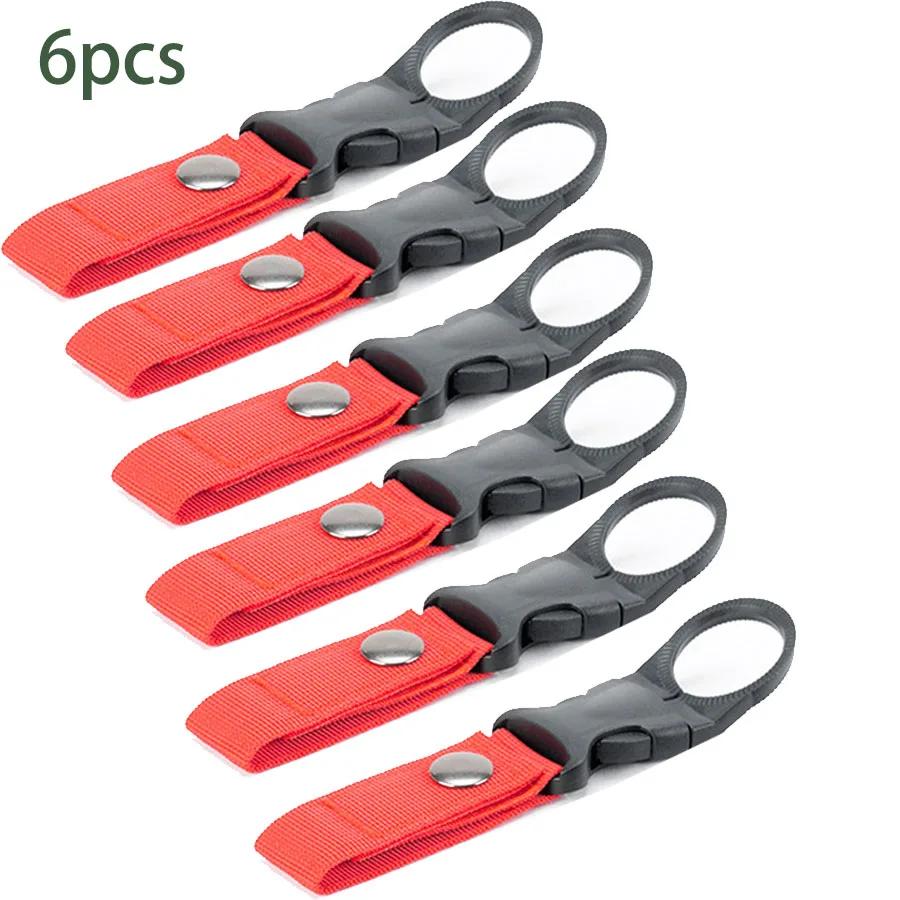 6pcs Camping Webbing Buckle Hook Water Bottle Holder Clip Outdoor Military Nylon EDC Climb Carabiner Belt Backpack Hanger