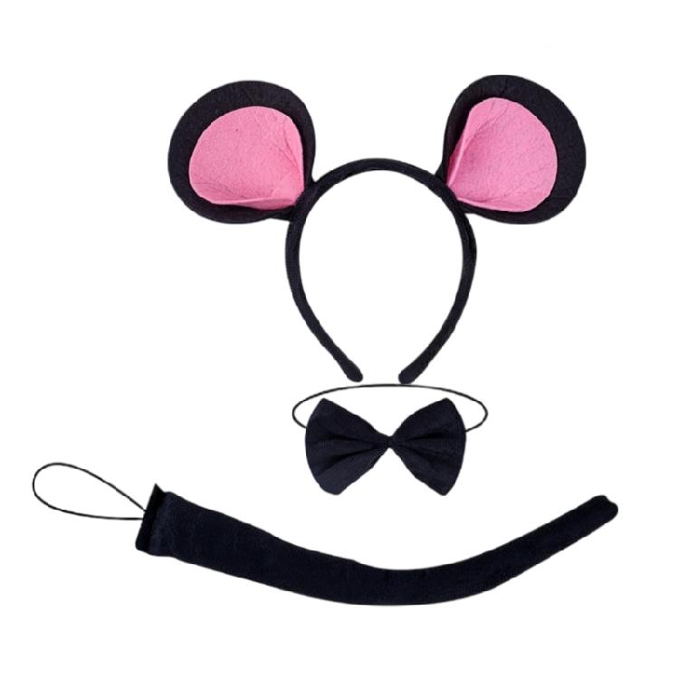 Animal Cosplay Costume Child Mouse Cosplay Set Including Headband Tail Bowtie and Nose