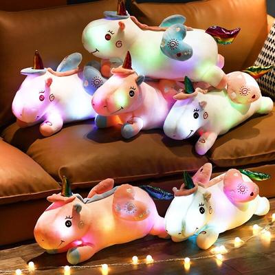 1pc 50cm Cute Colorful Luminous Unicorn Plush Toys Lovely Animal Unicorn With Wings Pillow Stuffed Dolls For Children Kids Gifts