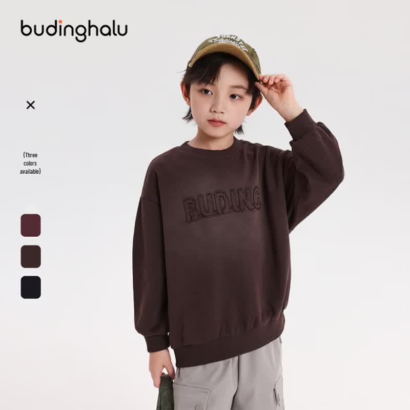 Boys' Trendy Embroidered Round Neck Sweatshirt