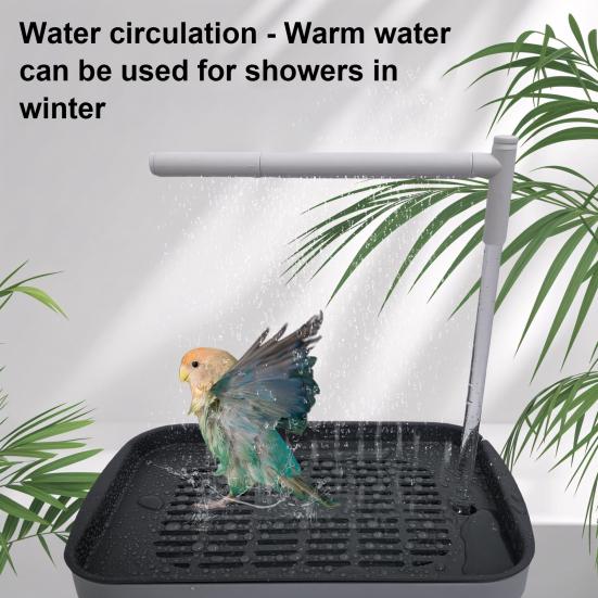 

Parrot Bathtub with Pump Automatic Circulating Water Birds Shower Fountain USB Powered Parakeet Bath Box for Cockatiel Lovebird Conure Budgie білий